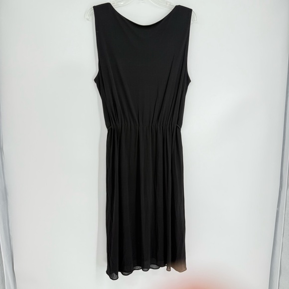 EILEEN FISHER Dress Silk Jersey Double Layer Drape  Neck Sleeveless Black Size L - Picture 11 of 11